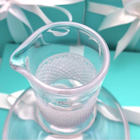 NEW - Tiffany & Co. Diamond Point Lead Crystal Decanter Clear Wine Carafe W/ Box - Picture 9 of 12